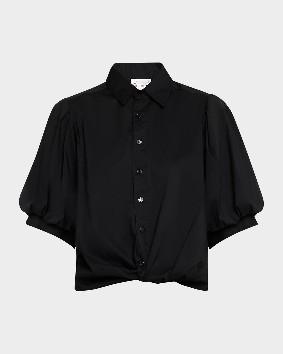 Finley Bomba Button-Down Twist-Front Poplin Shirt