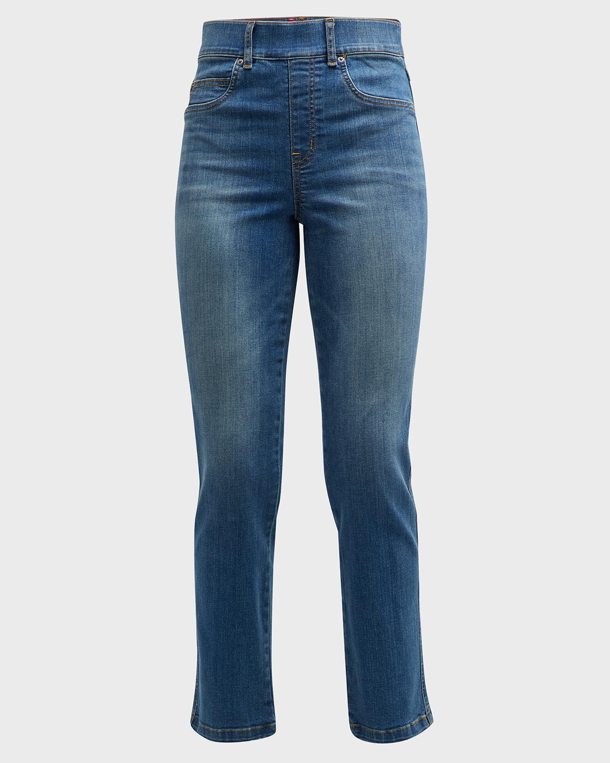 Spanx High-Rise Straight-Leg Denim Jeans