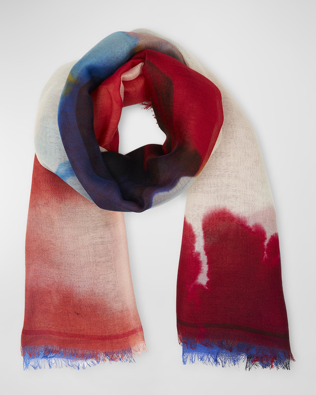 Alexander McQueen Watercolor Skull Cashmere-Blend Shawl