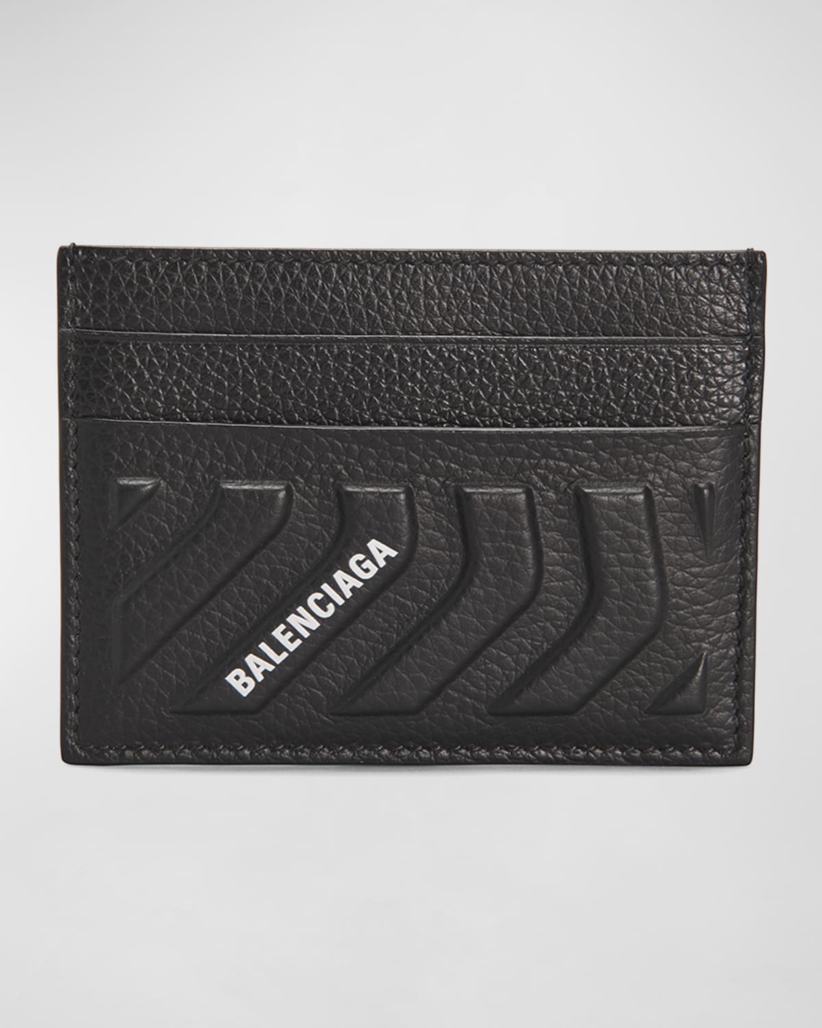 Balenciaga Men's Embossed Leather Logo Card Holder