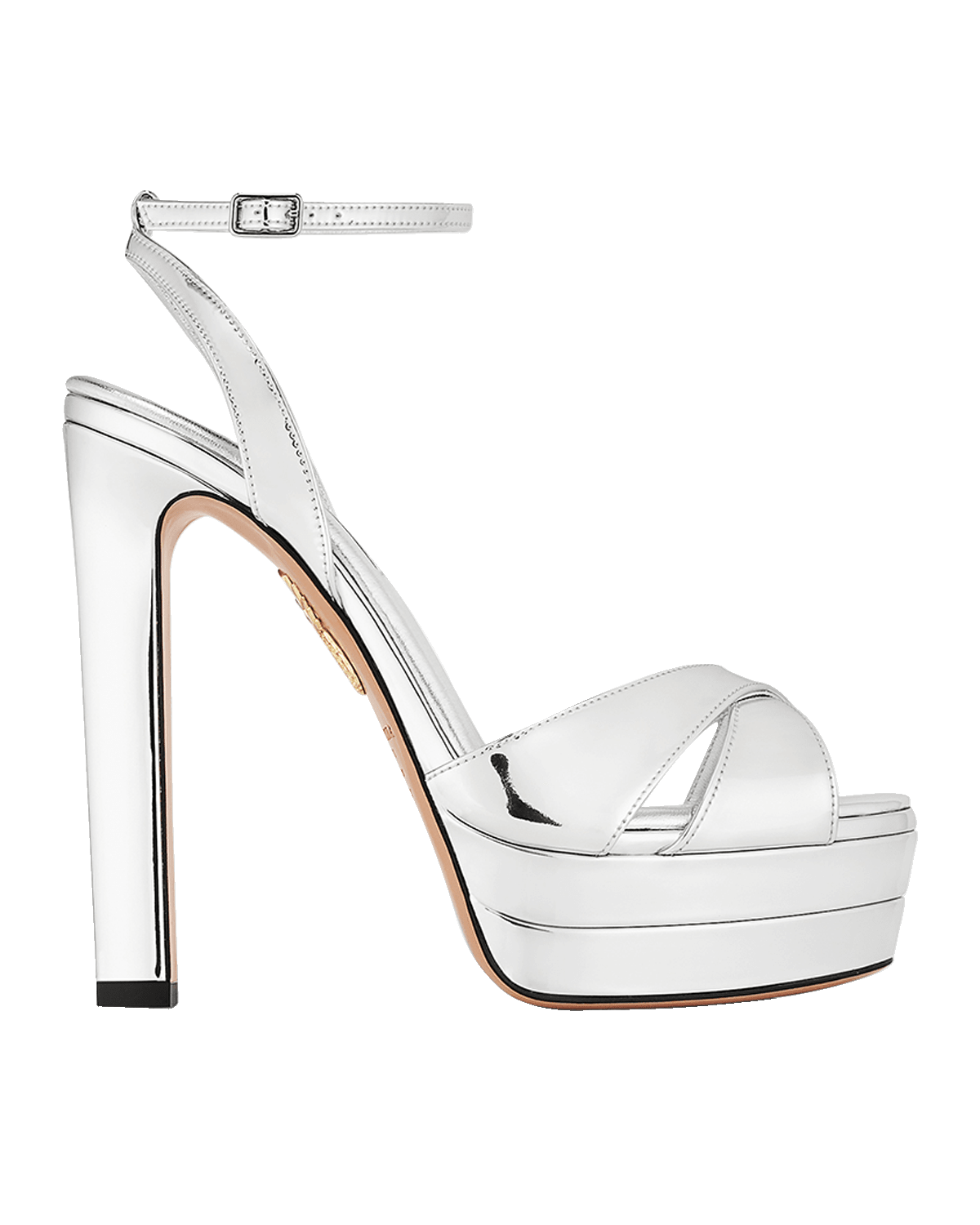 Aquazzura Divine Metallic Crisscross Platform Sandals