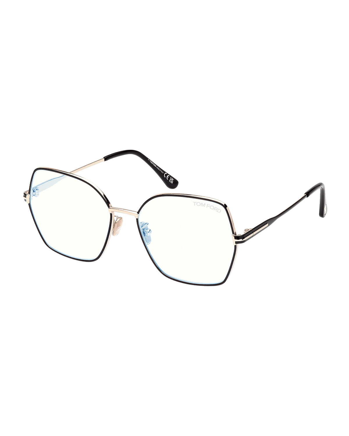 TOM FORD Blue Blocking Two-Tone Metal Butterfly Glasses