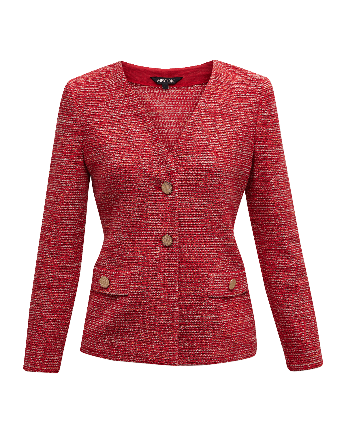 Misook Eyelash Tweed Plaid Knit Jacket