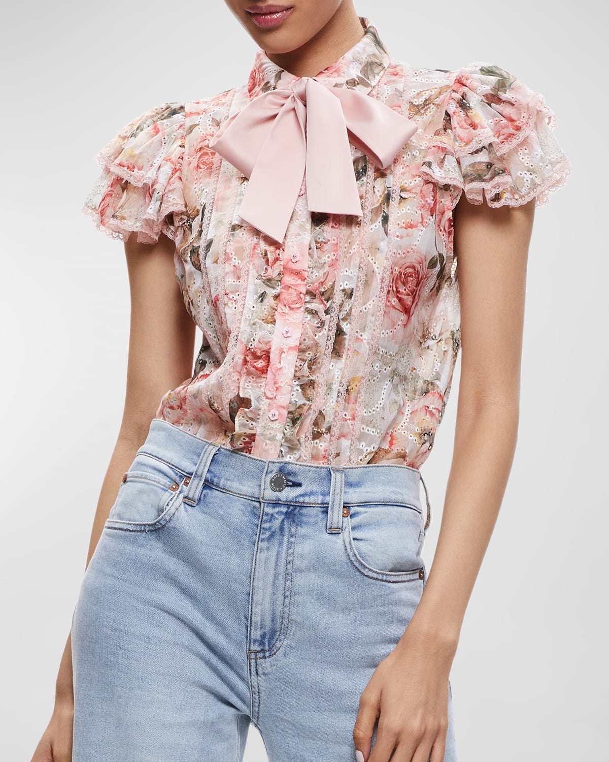 Alice Olivia Jeannie Tulip Print shirt S - シャツ/ブラウス(半袖/袖