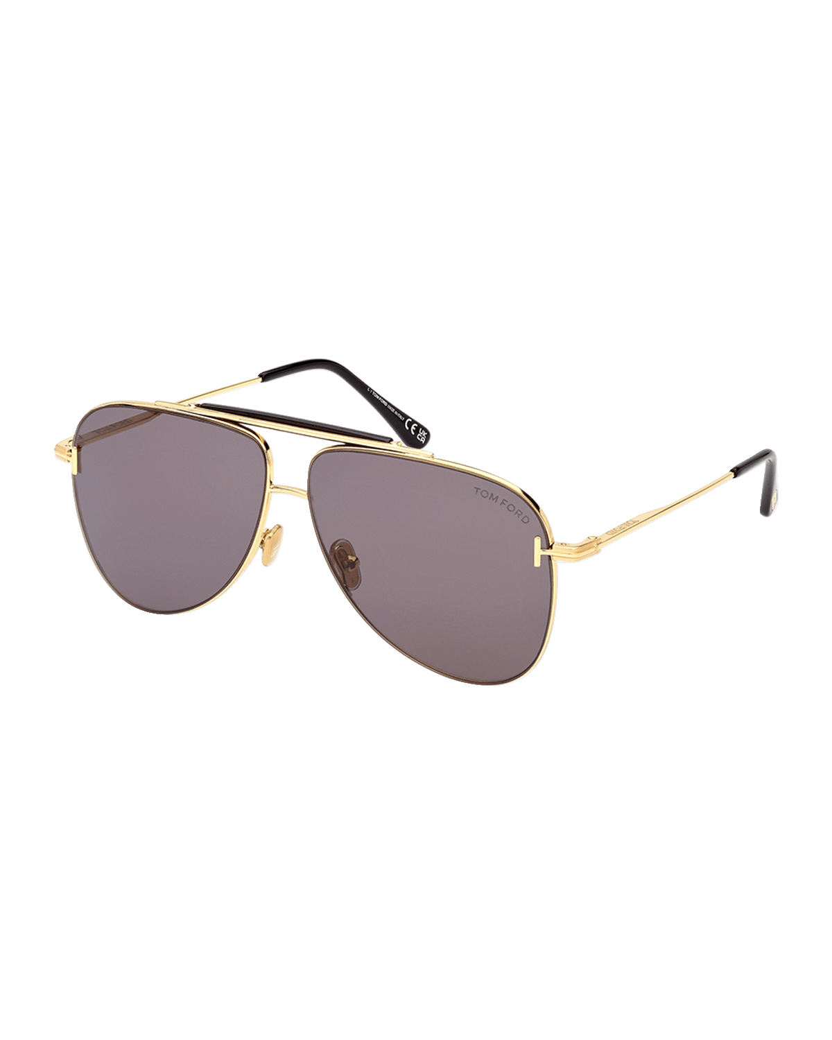 TOM FORD Men's Brady Double-Bridge Metal Aviator Sunglasses