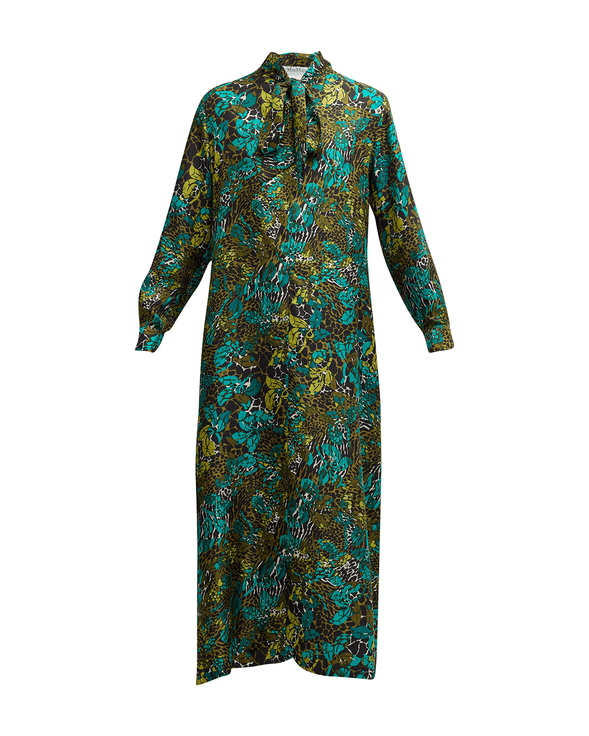 Figue Clove Baroque-Print Long-Sleeve Belted Maxi Dress | Neiman Marcus