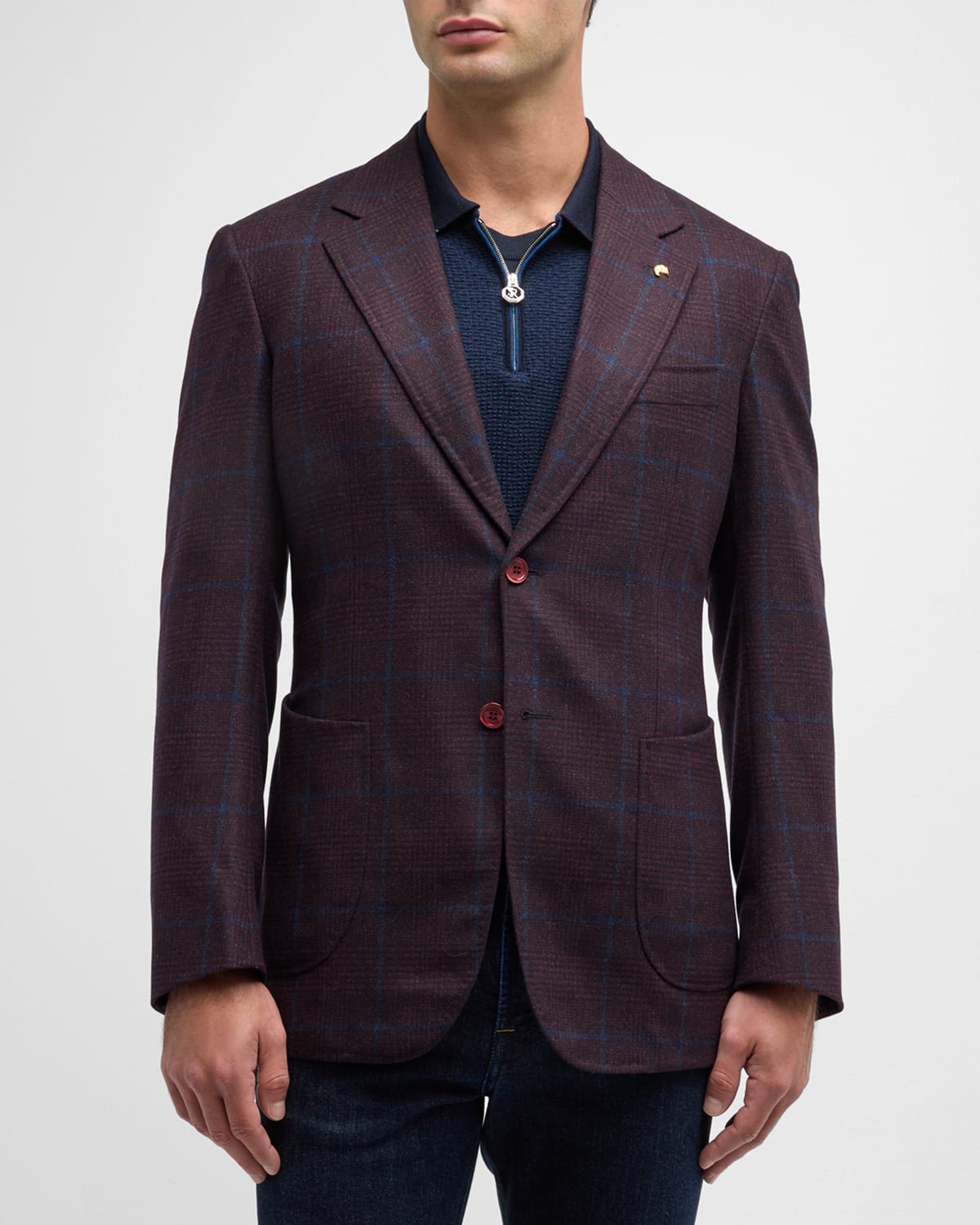 Stefano Ricci Men's Plaid Two-Button Sport Coat