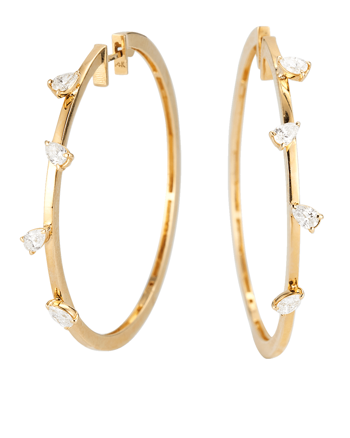 Siena Jewelry 14K Gold Scattered Pear-Cut Diamond Hoop Earrings