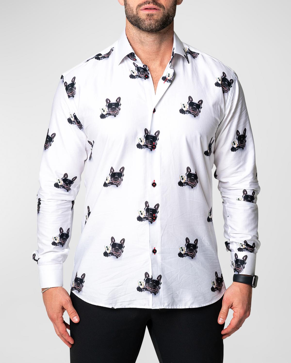 Maceoo Men's Fibonacci Dog Champagne Sport Shirt
