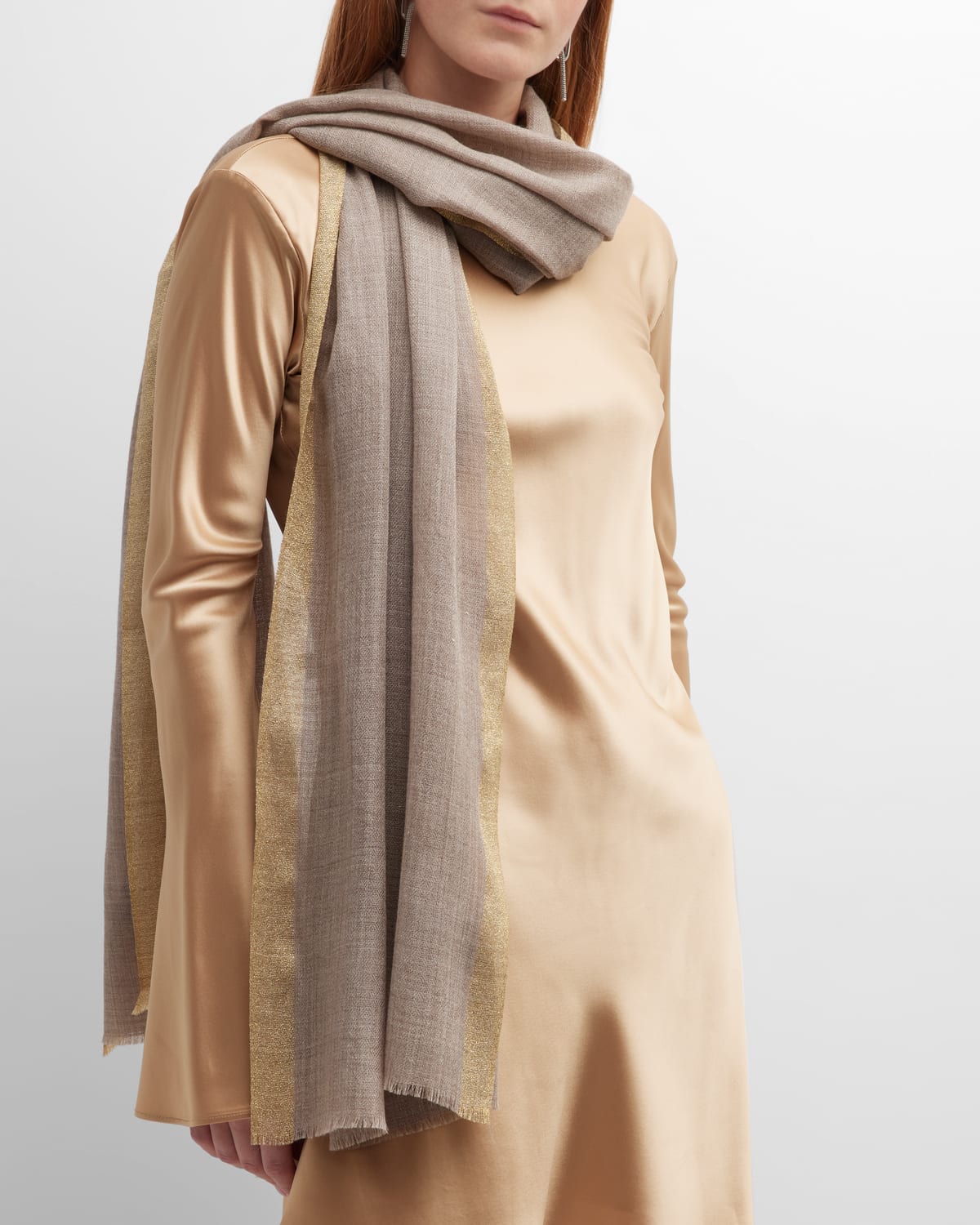 Bindya Accessories Metallic Stripe Gauze Evening Scarf