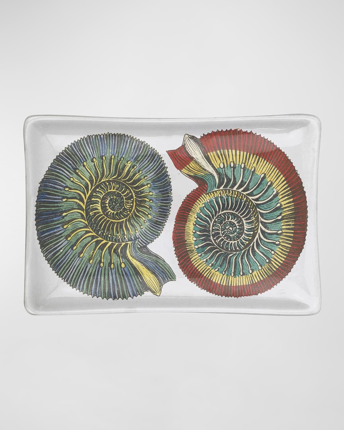 Fornasetti Rectangular Ashtray - Conchiglie Black Color White