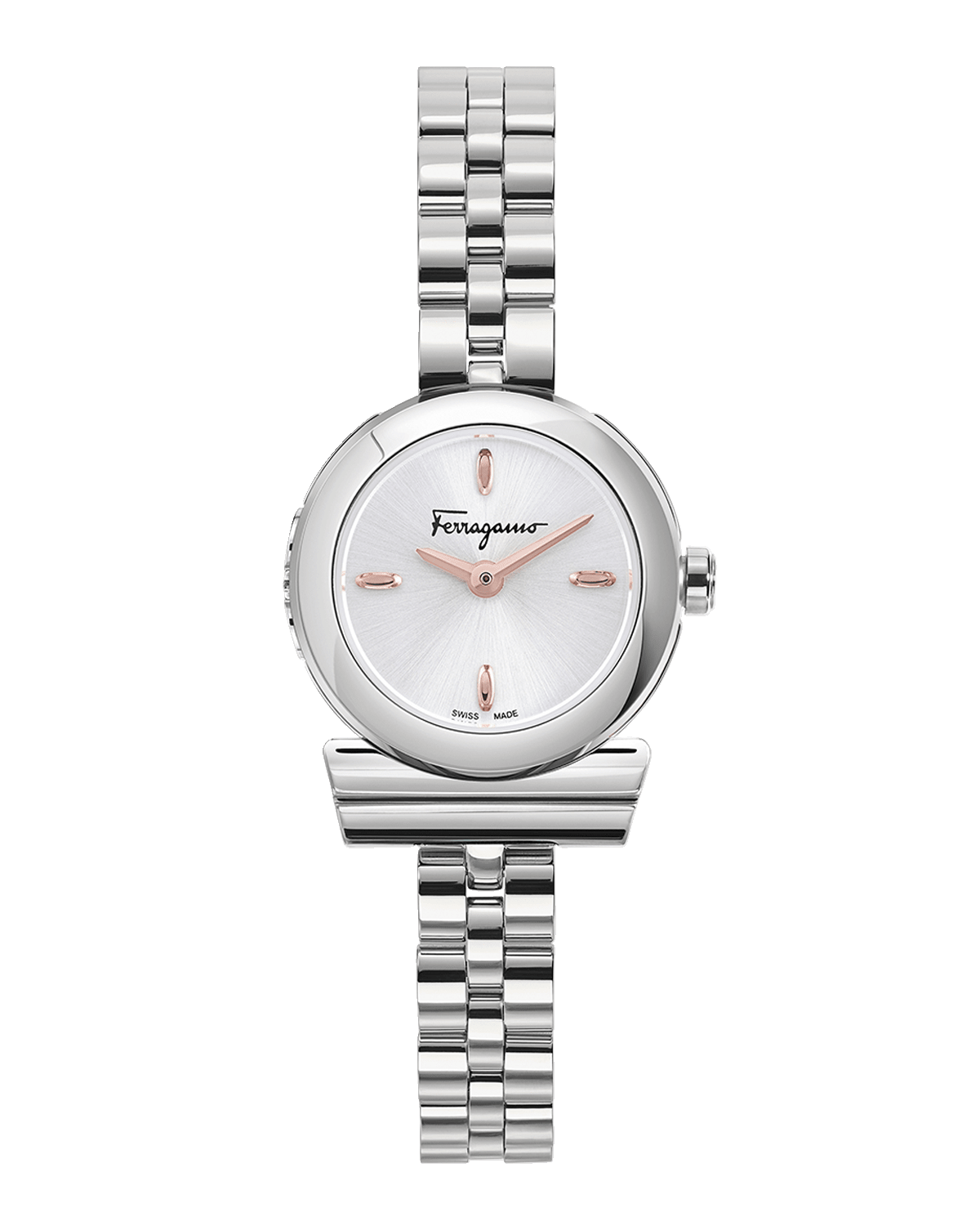 Ferragamo 22.5mm Gancino Watch with Bracelet Strap, Silver