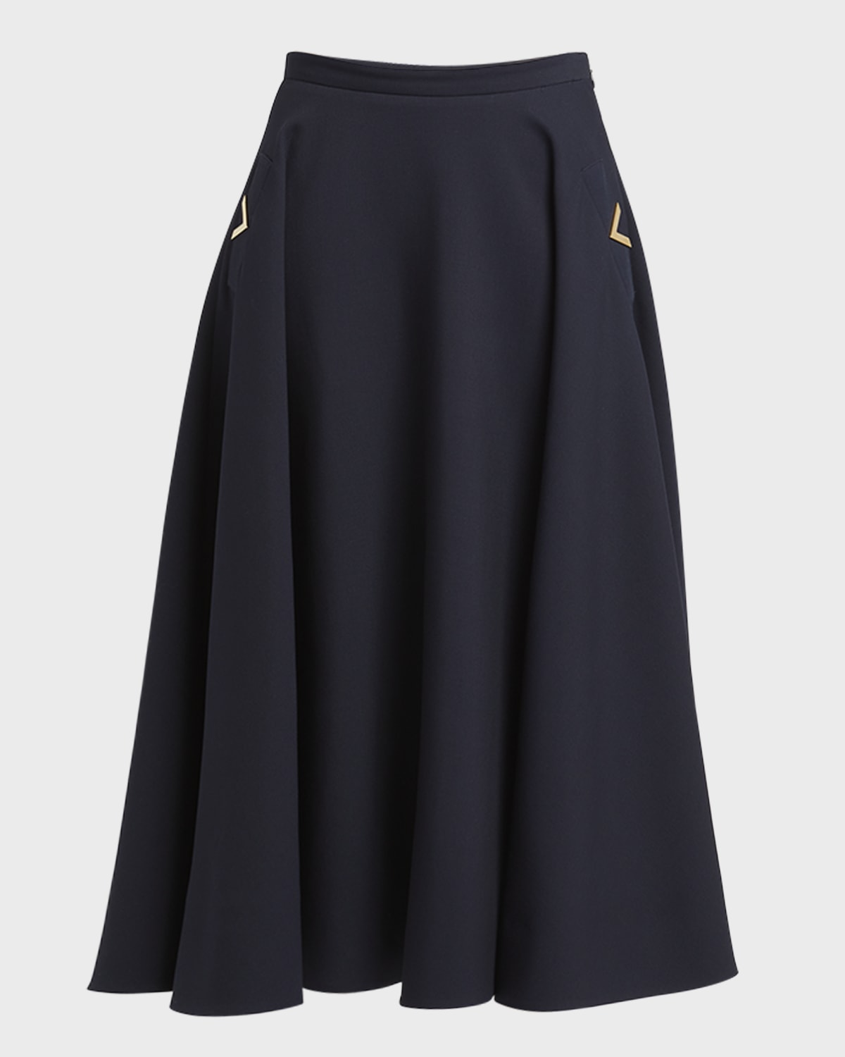Valentino Garavani Crepe Couture Midi Skirt with Logo Hardware