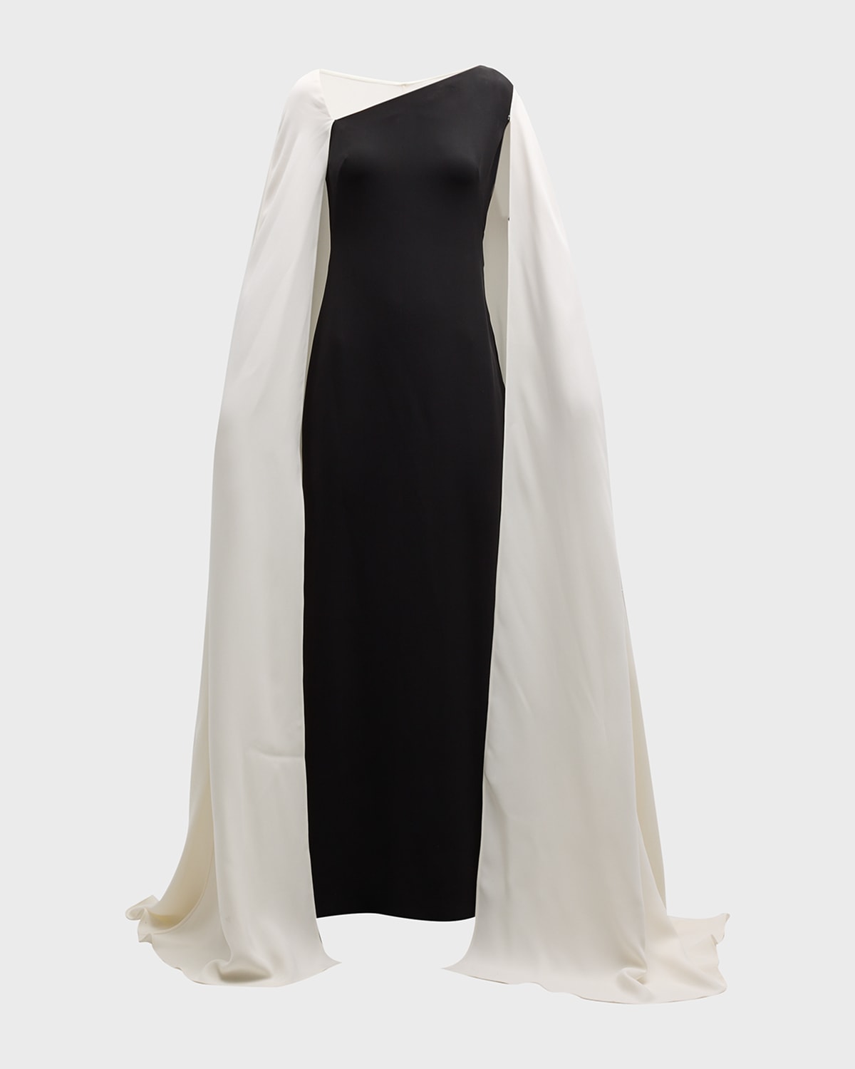 Valentino Garavani Asymmetric-Neck Contrast Cape Gown