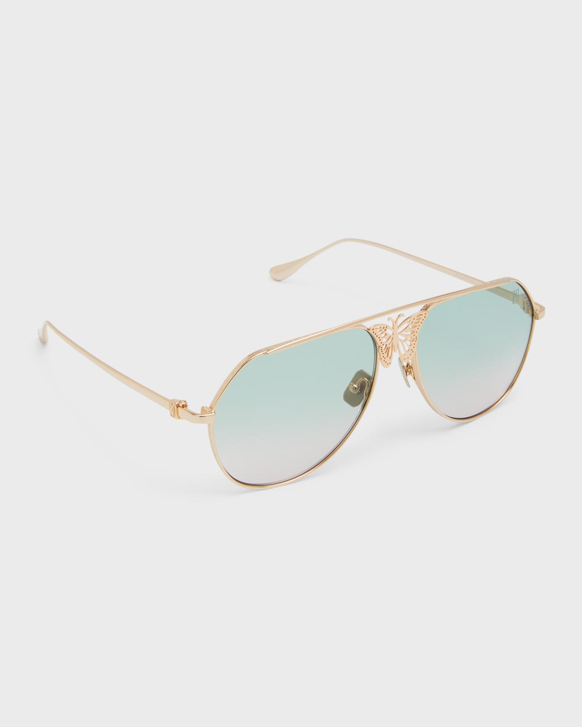 Anna-Karin Karlsson Miss Rosell 2 Butterfly Titanium Aviator Sunglasses