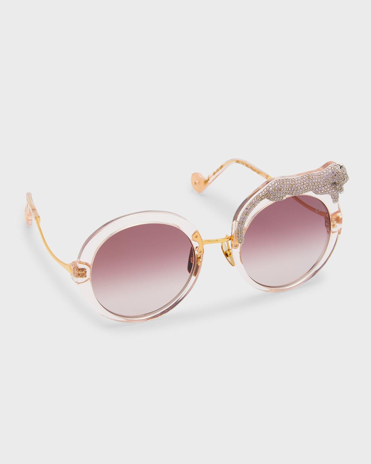 Anna-Karin Karlsson Rose et la Roue Round Mixed-Media Sunglasses