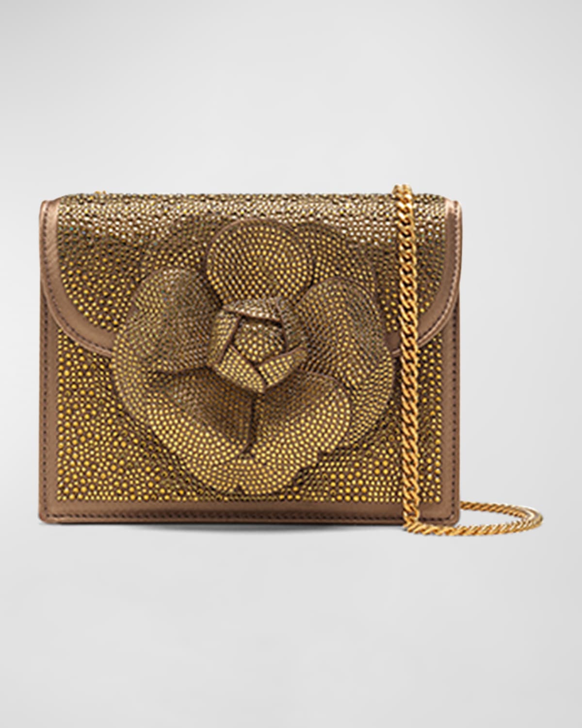 Oscar de la Renta Mini Flower Crystal Chain Shoulder Bag