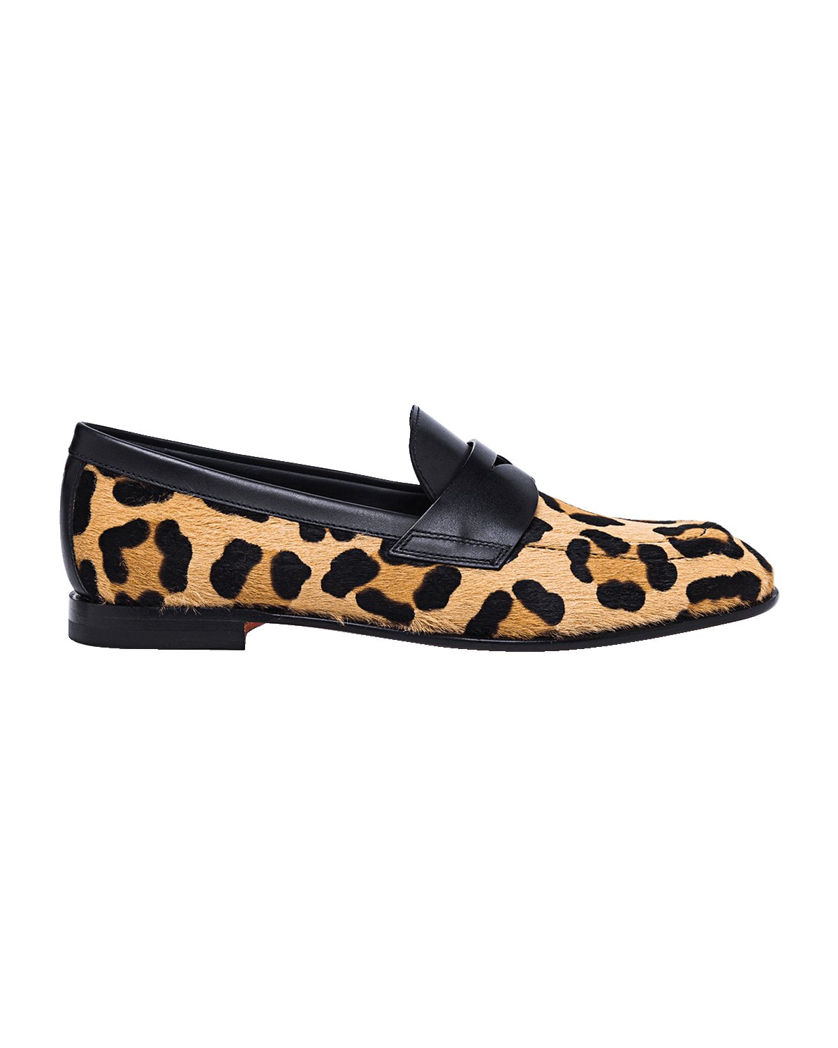 Santoni Facile Leather Leopard Penny Loafers