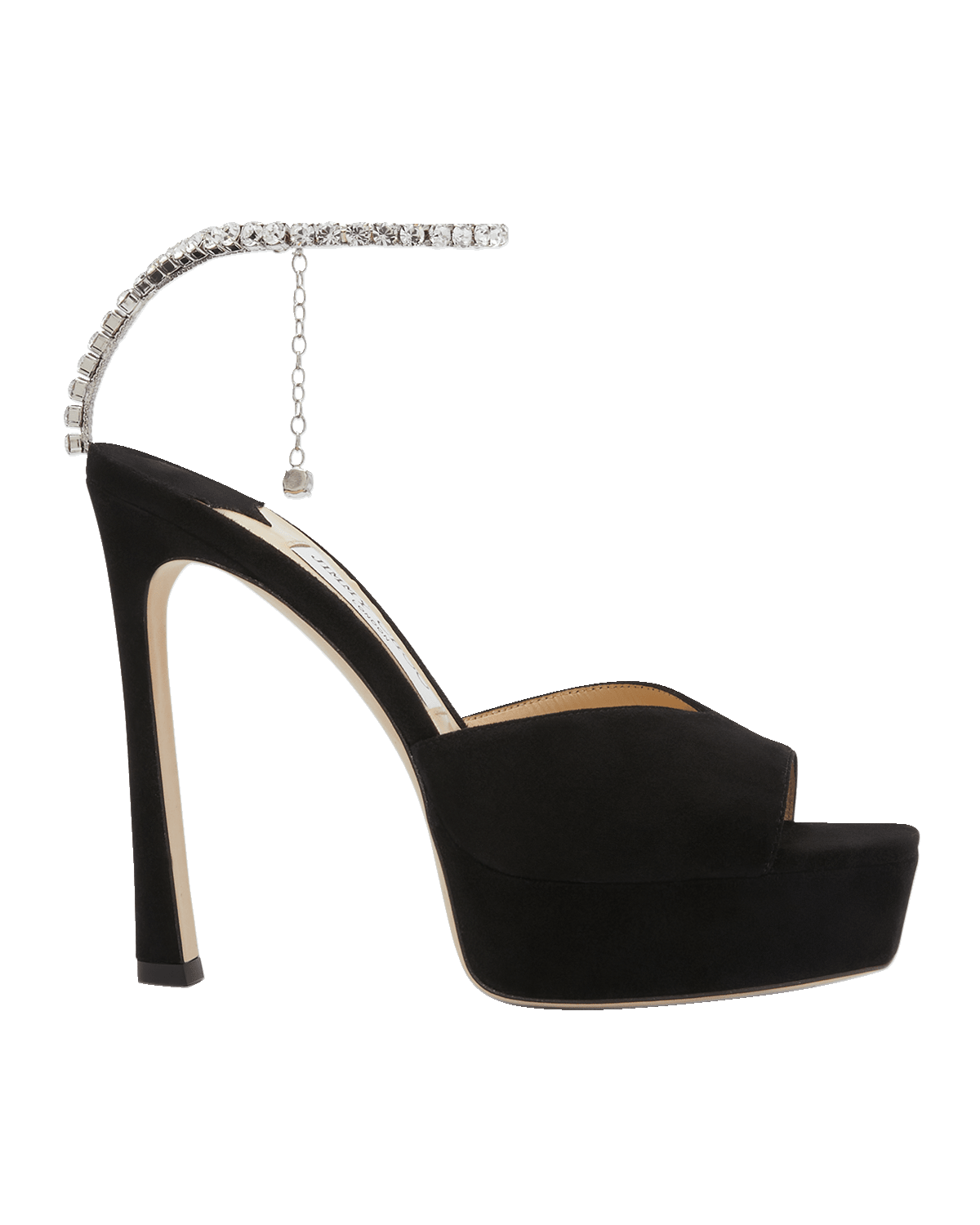 Jimmy Choo Saeda Suede Crystal Ankle-Strap Platform Sandals