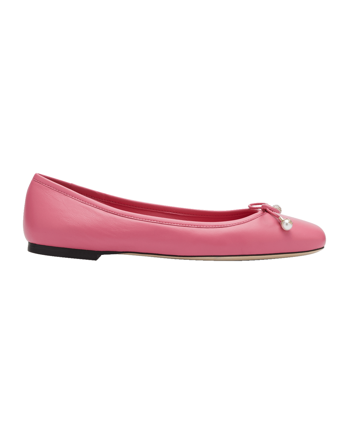 Jimmy Choo Elme Leather Bow Ballerina Flats