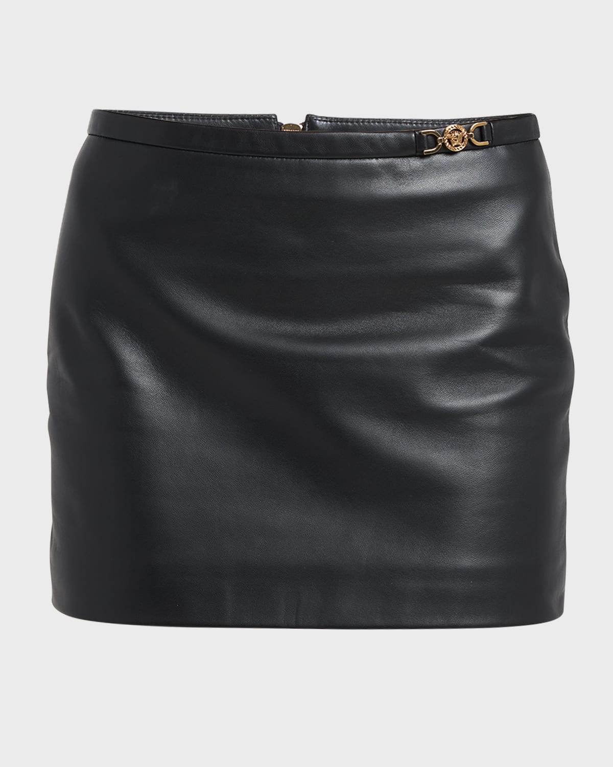 Versace Art Denver Plonge Leather Mini Skirt