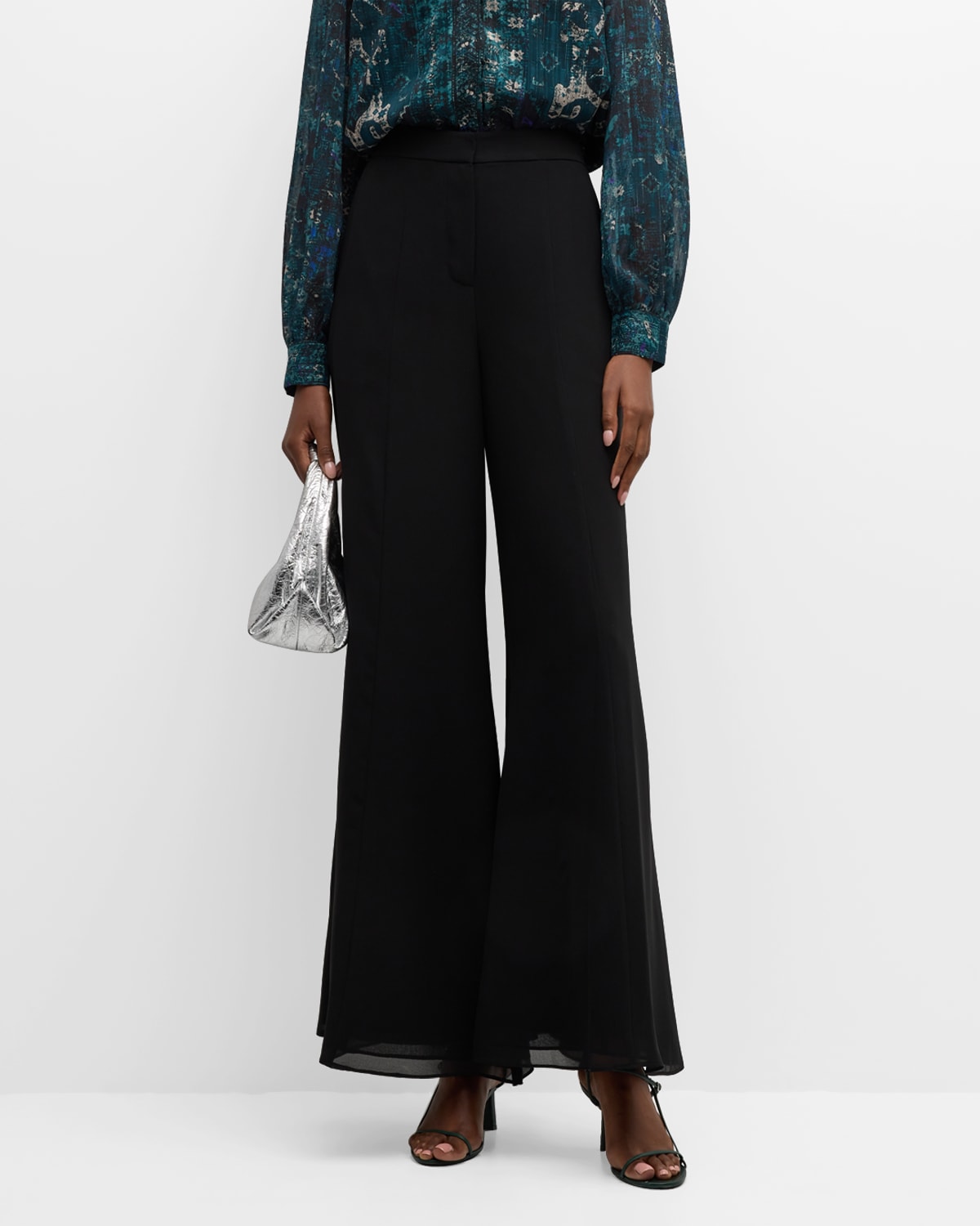 Kobi Halperin Robin Wide-Leg Crepe Chiffon Pants