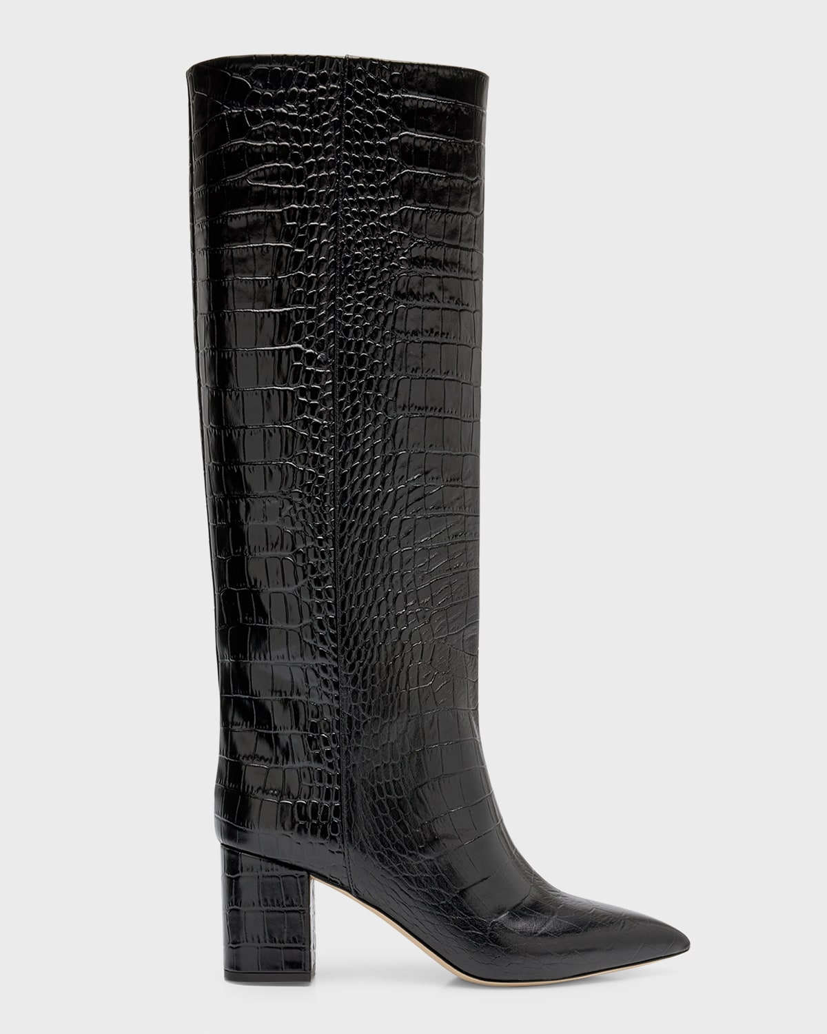 Paris Texas Anja Croco Block-heel Knee Boots In Black