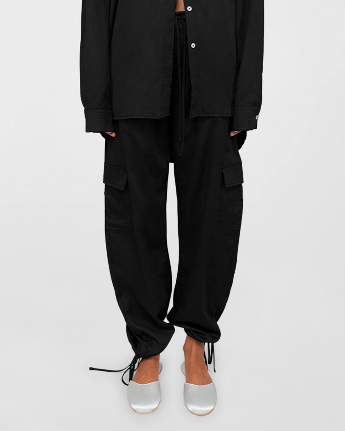 LESET Yoko Drawstring Cotton Cargo Pants