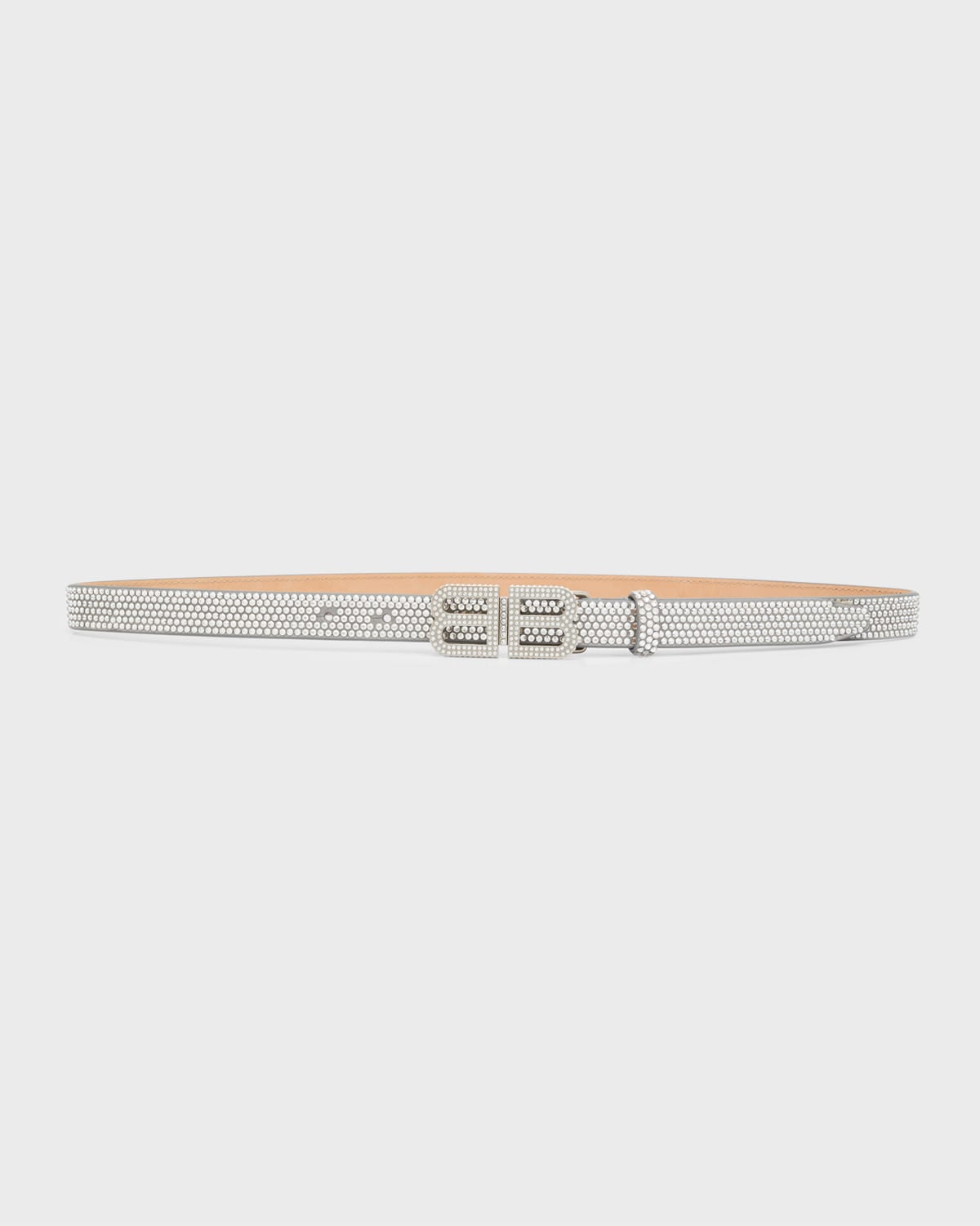 Balenciaga BB Hourglass Thin Belt With Rhinestones