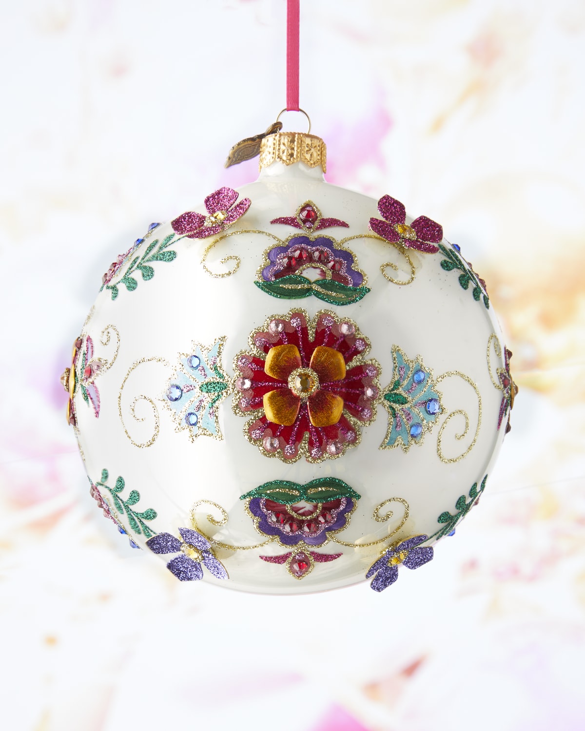 Jay Strongwater Floral Skull Christmas Ornament Neiman Marcus