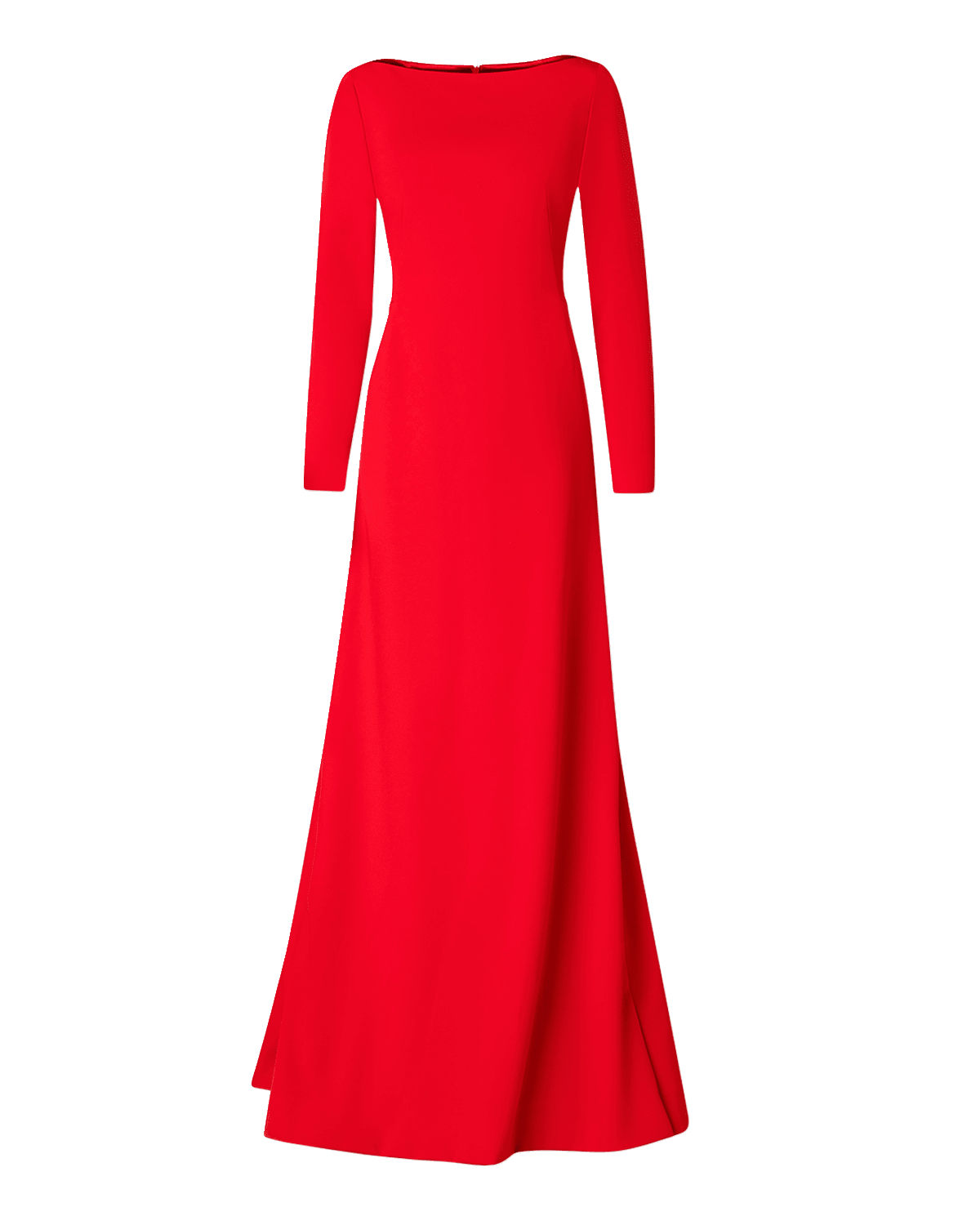 Akris Red Long-Sleeve Godet Back Gown