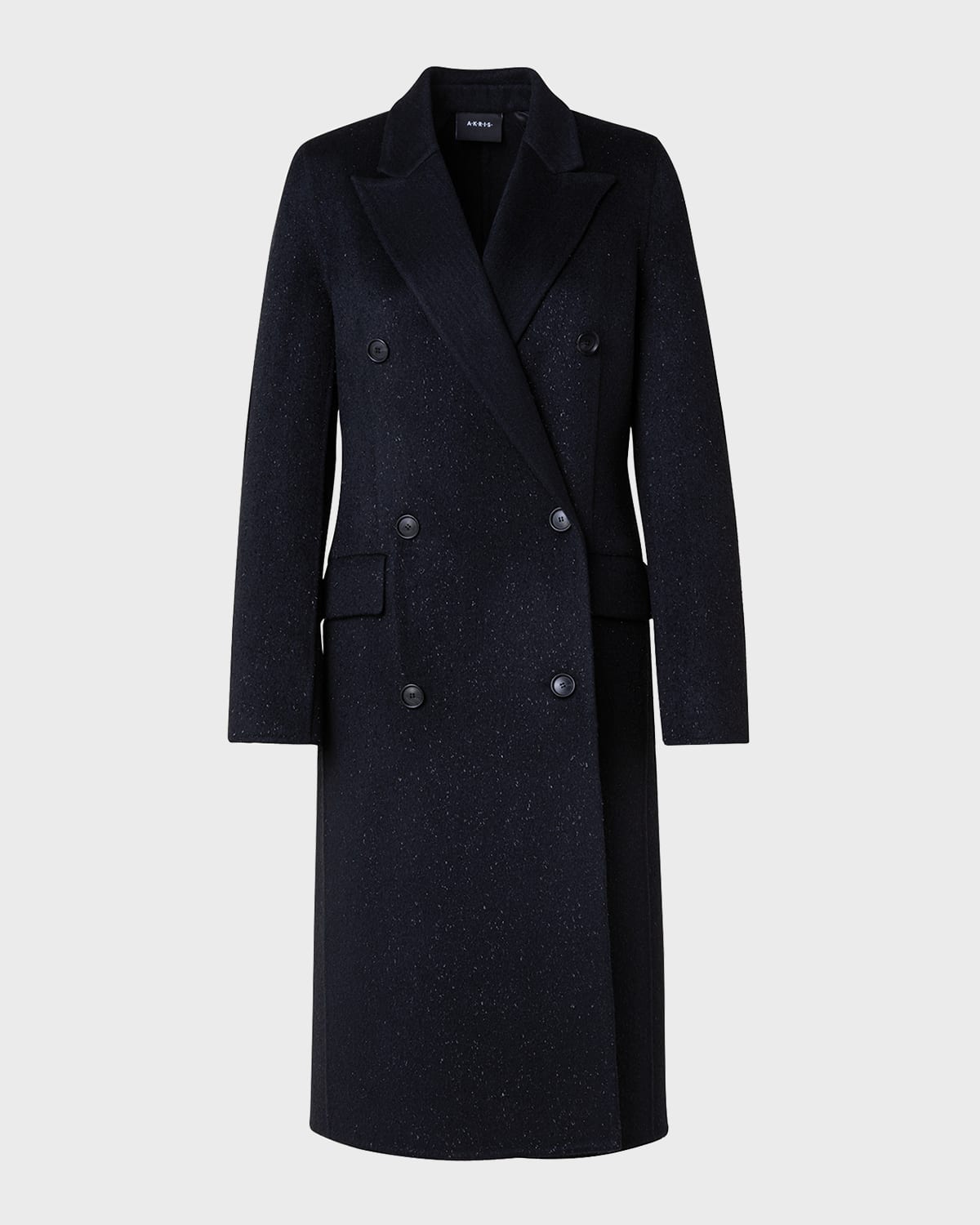 Akris Cashmere-Blend Long Peacoat with Lurex Detail