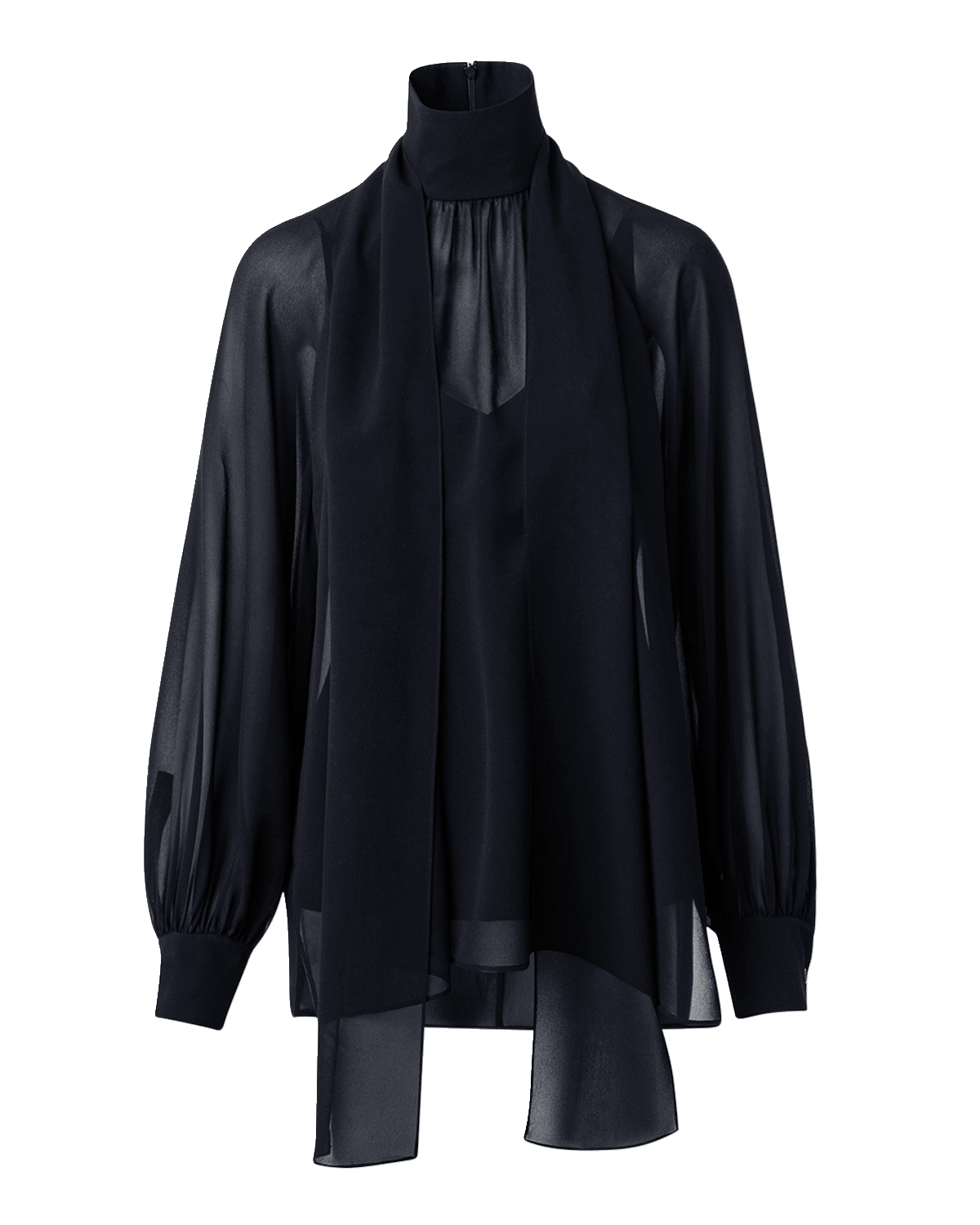 Akris Silk Georgette Tie Neck Blouse