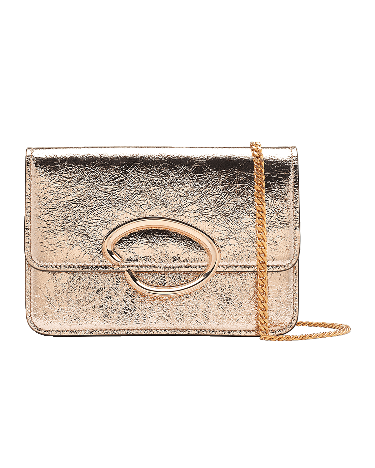 Oscar de la Renta O Pochette Crinkled Metallic Shoulder Bag