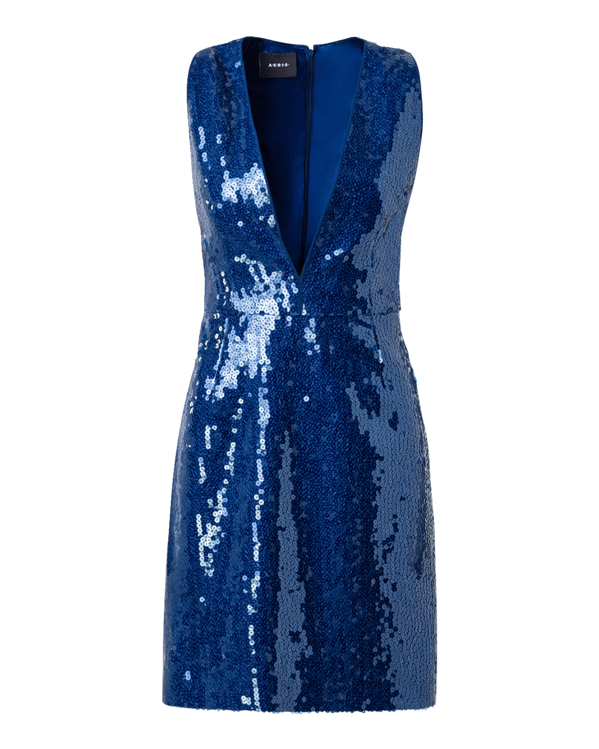 Akris V-Neck Short Dress with Liquid Paillette Detail