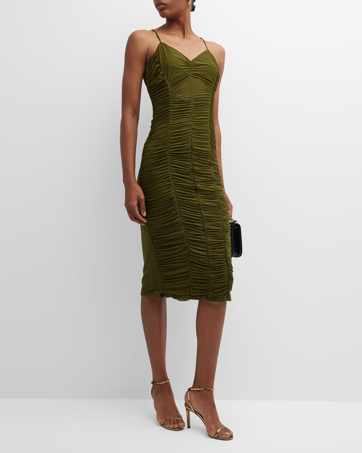 V Neck Ruched Dress | Neiman Marcus