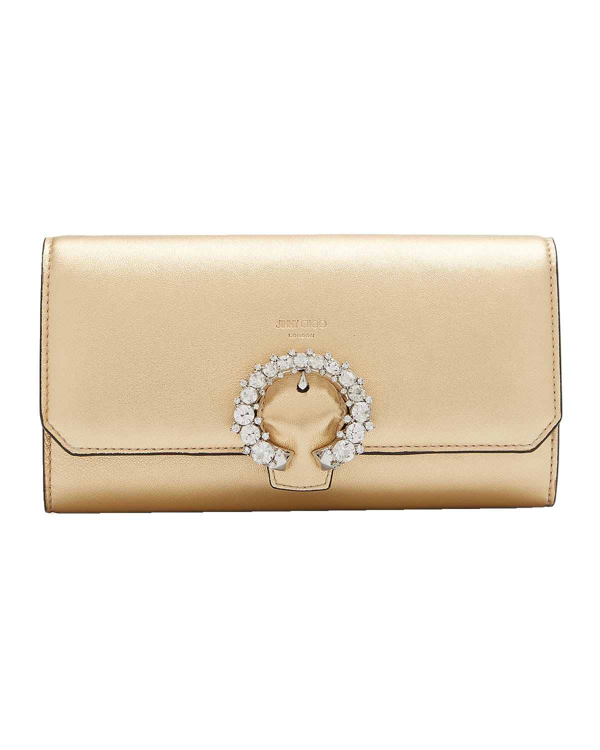 Jimmy Choo Madeline Mini Metallic Crystal Wallet with Chain