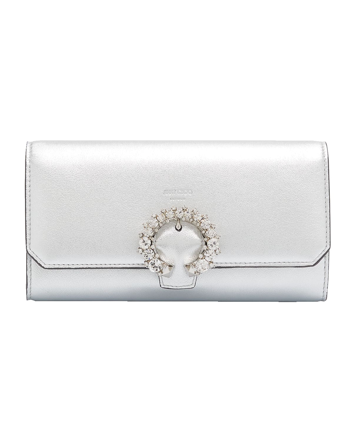 Jimmy Choo Madeline Mini Metallic Crystal Wallet with Chain