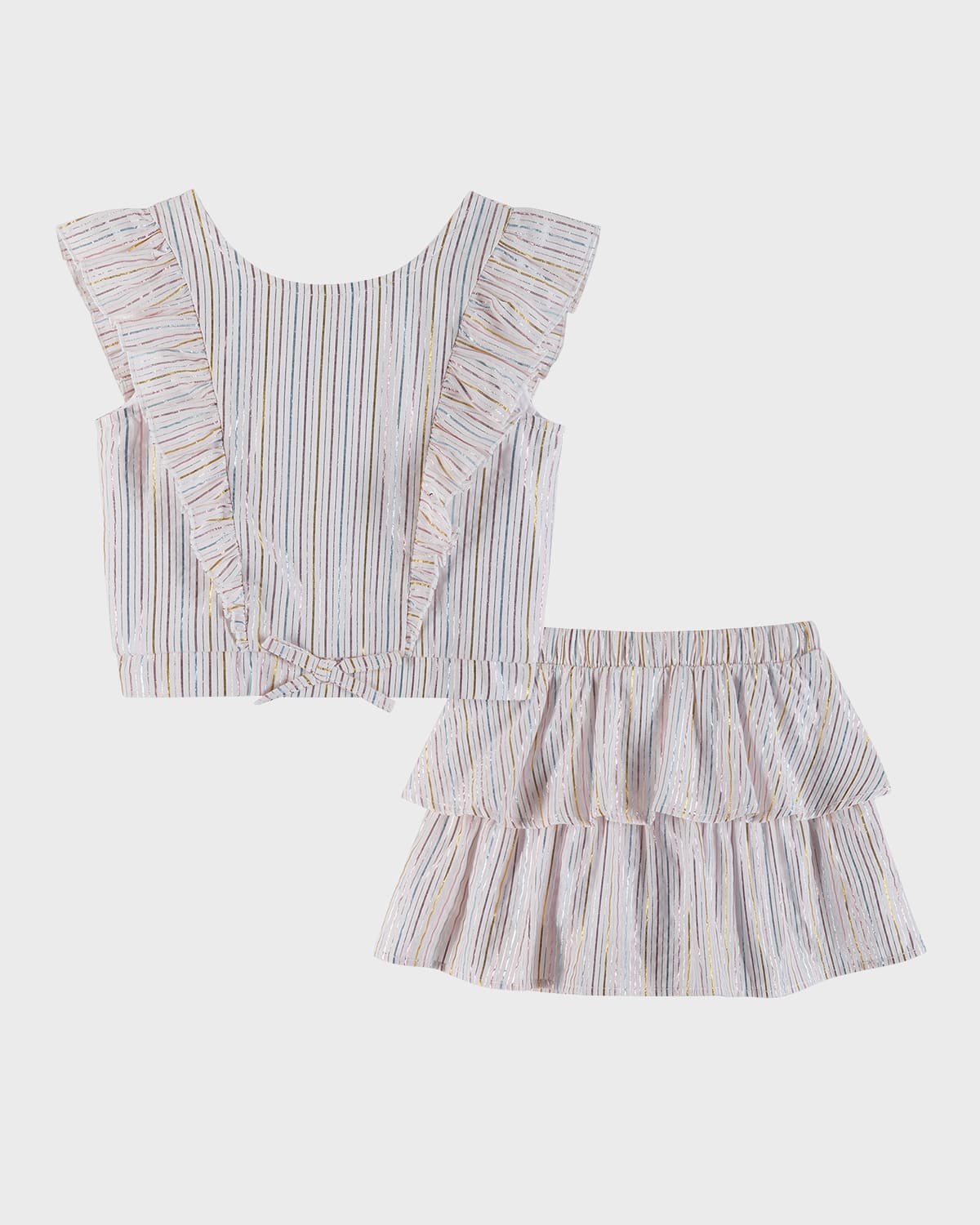 Andy & Evan Girl's Striped Lurex Top And Skirt Set, Size 2-6X