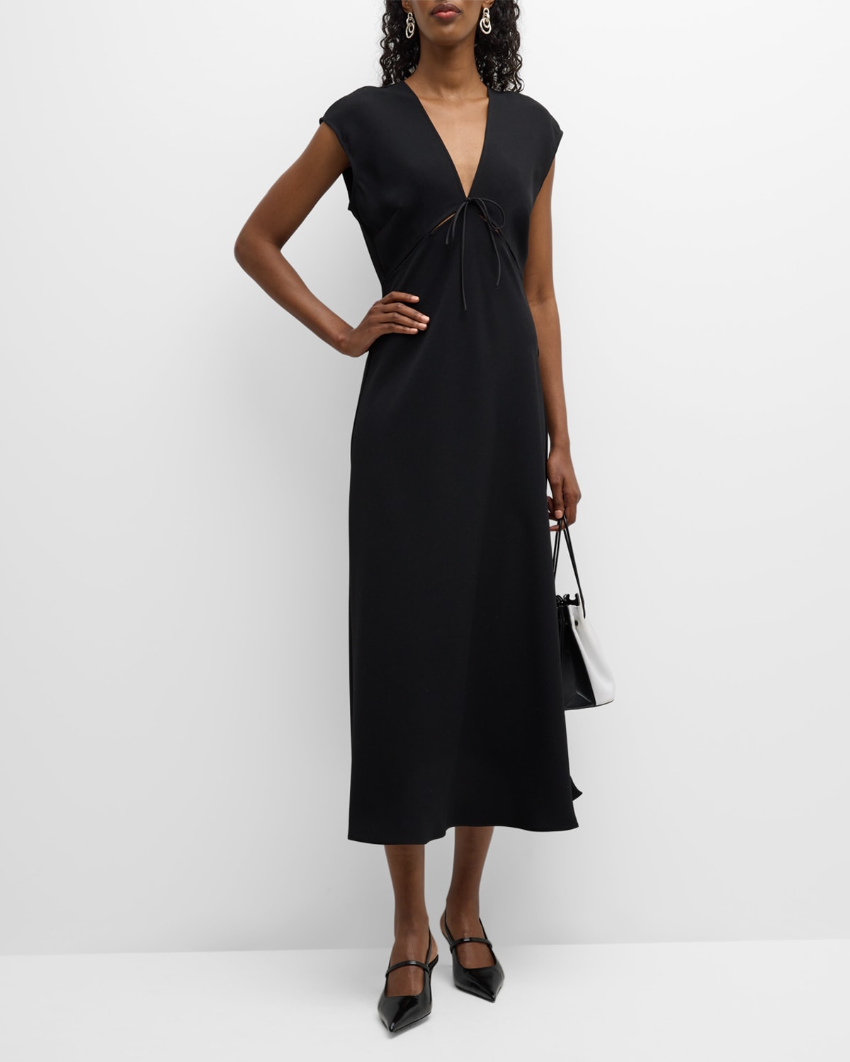 Marella Vevey Cap-Sleeve Cutout Midi Dress