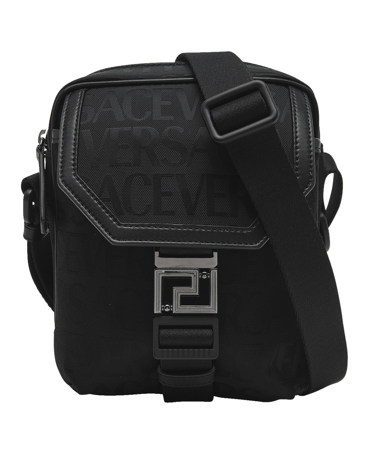 Versace Men's Fabric Logo Messenger Bag