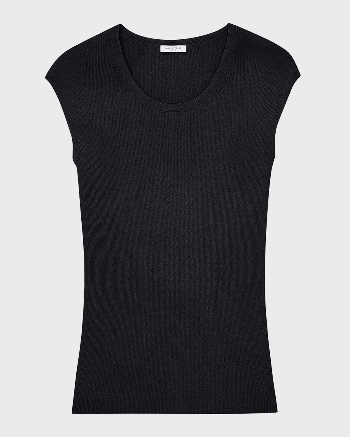 Lafayette 148 New York Ribbed Cap-Sleeve Pullover