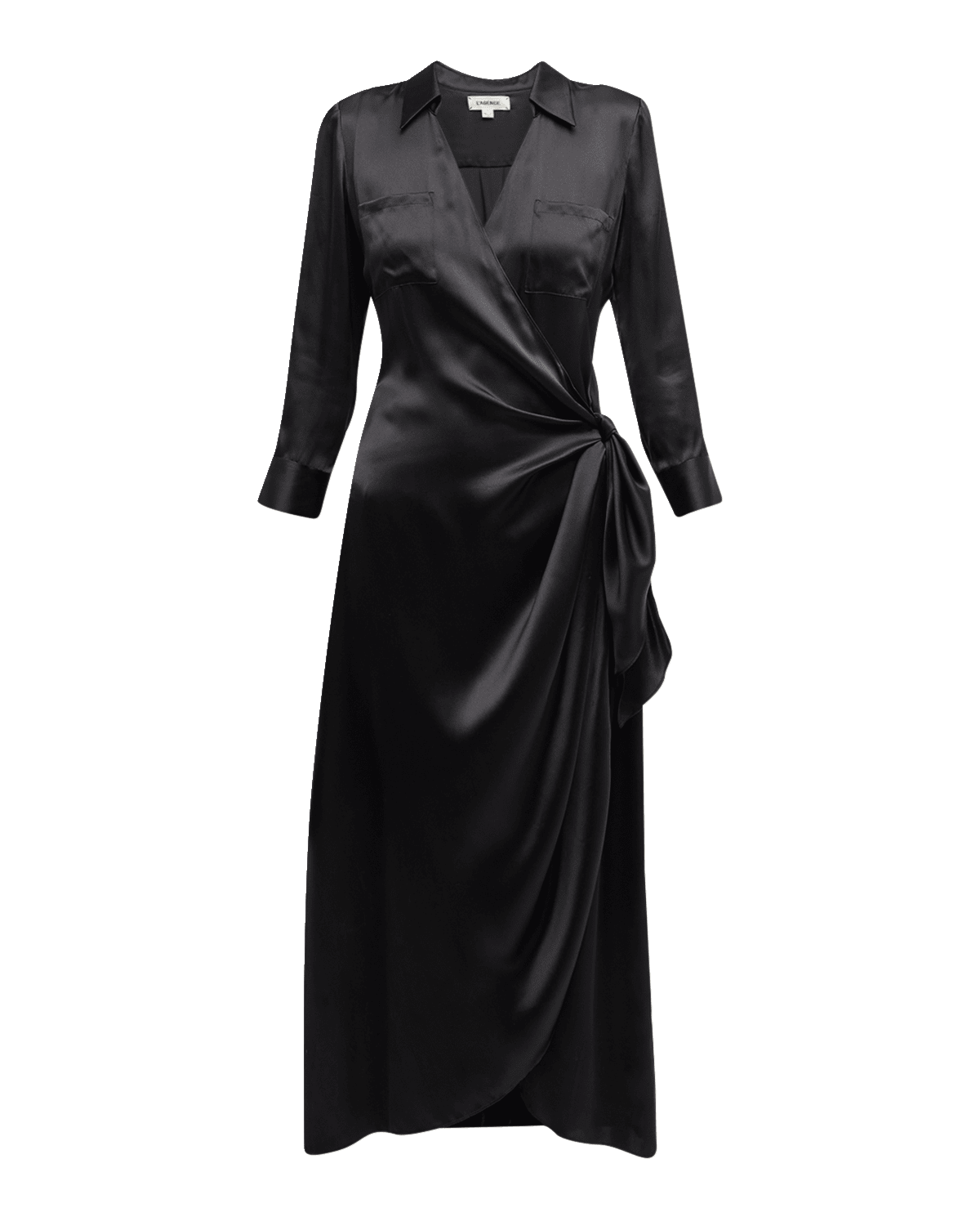 Ramy Brook Hannah Satin Wrap Midi Dress | Neiman Marcus