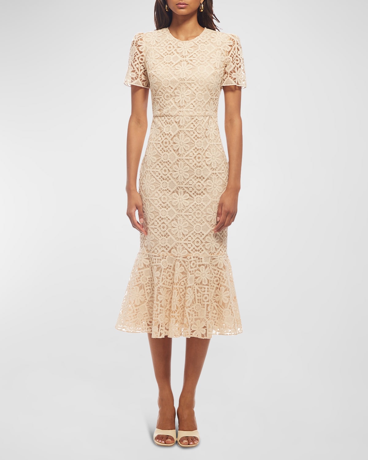 Talbot Runhof Poiret Rose Jacquard Midi Dress | Neiman Marcus