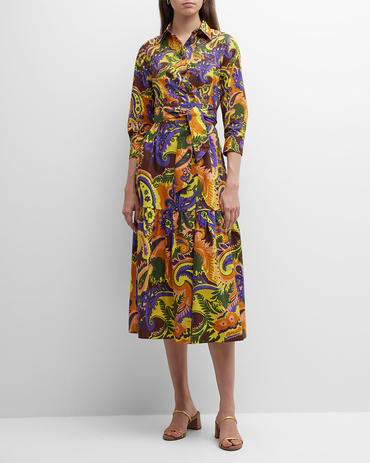 Sara Roka Eryn Paisley-Print Midi Shirtdress