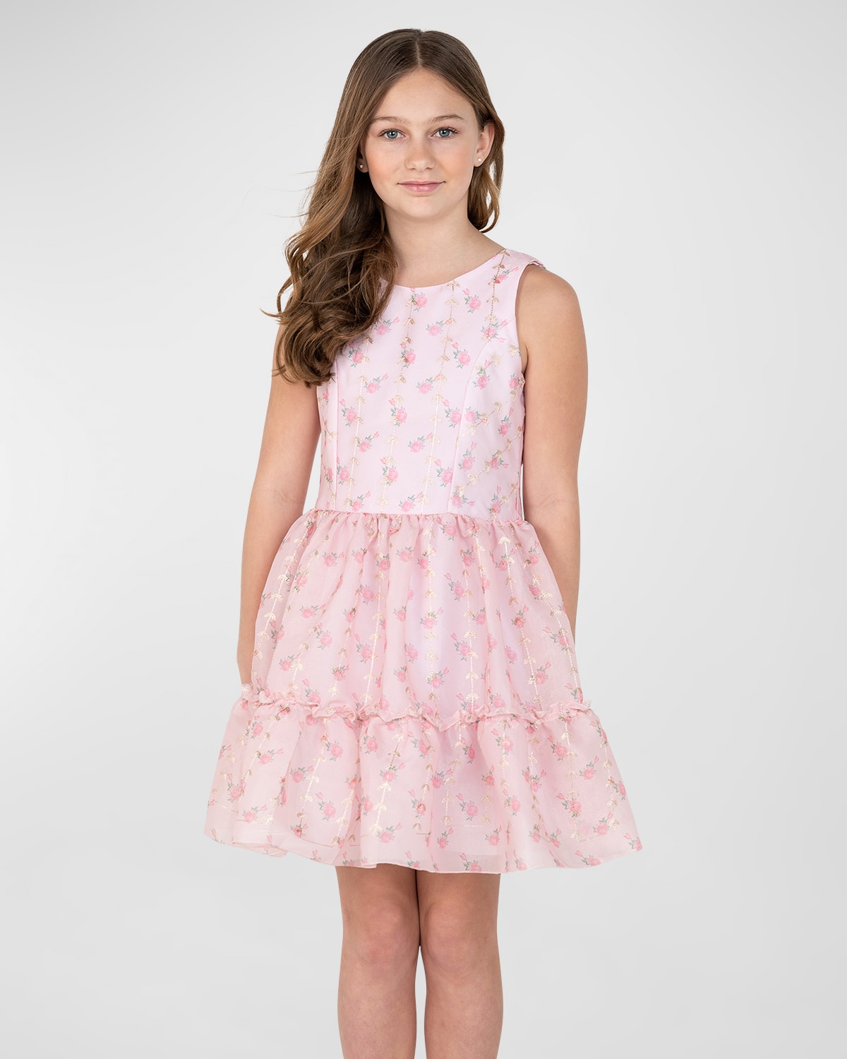 Helena Girl's Rosette Dress, Size 7-14 | Neiman Marcus