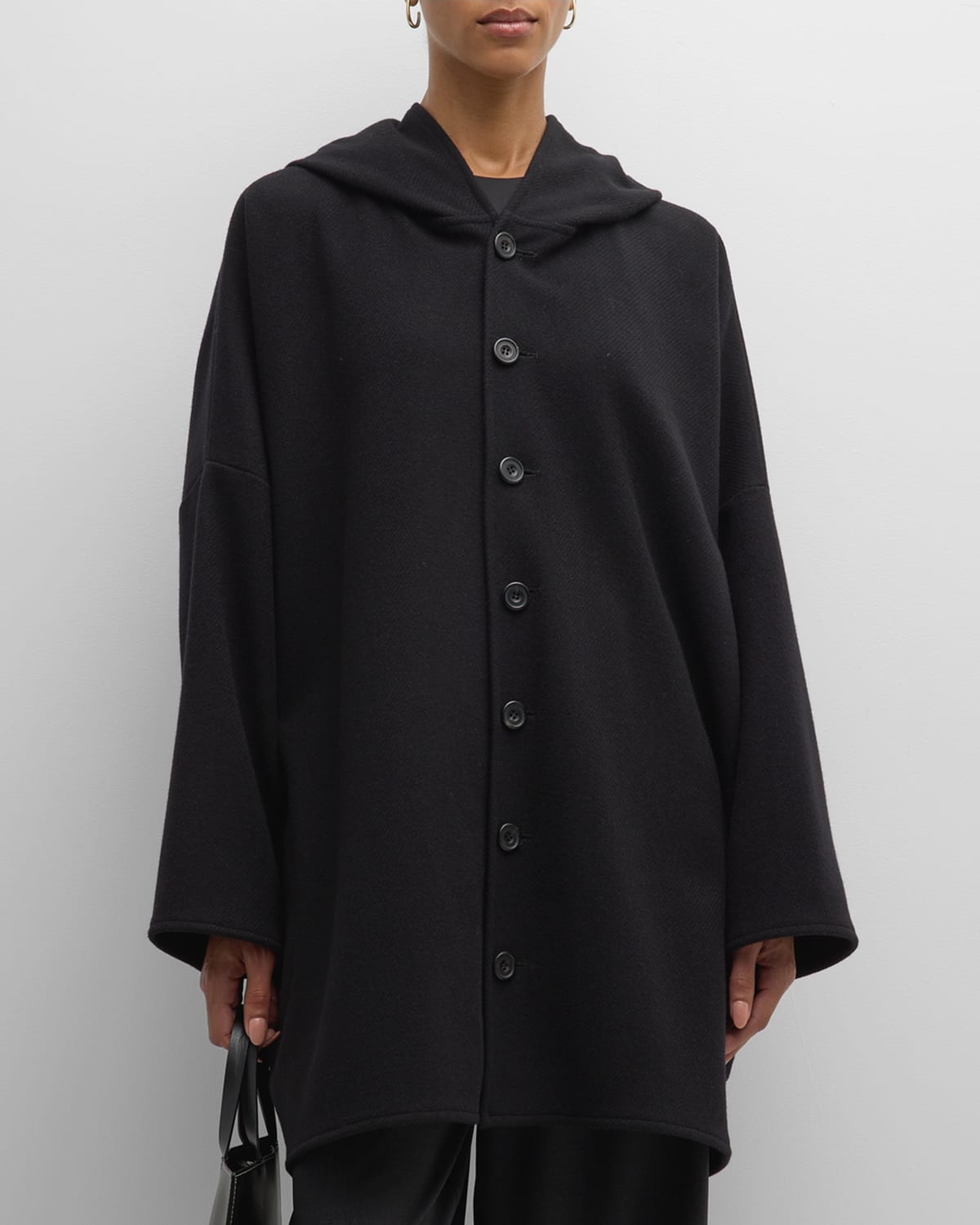 Eskandar Wide Hooded Wool-Cashmere Coat (Long Plus)