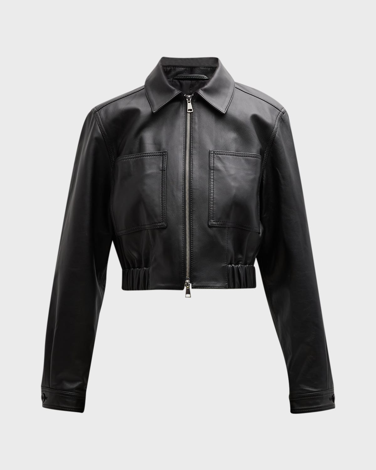 Fitted Cropped Leather Jacket | Neiman Marcus