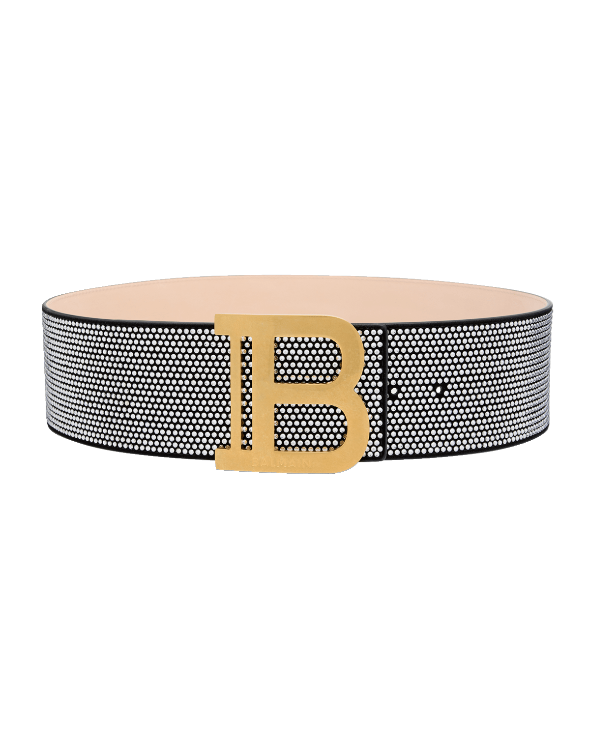 Balmain B-Logo Wide Crystal Dot Leather Belt
