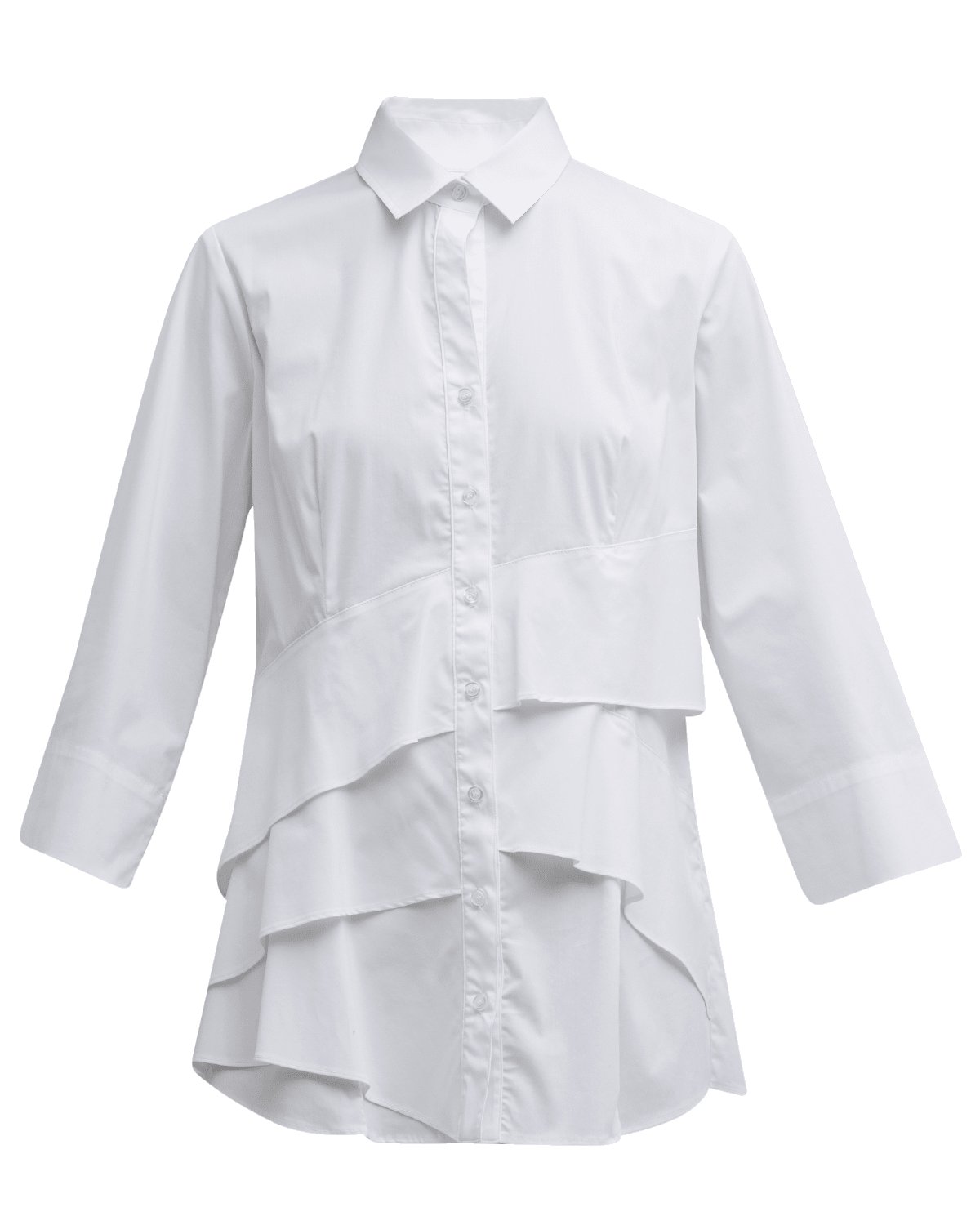 Finley Jenna Button-Down Ruffle Poplin Top